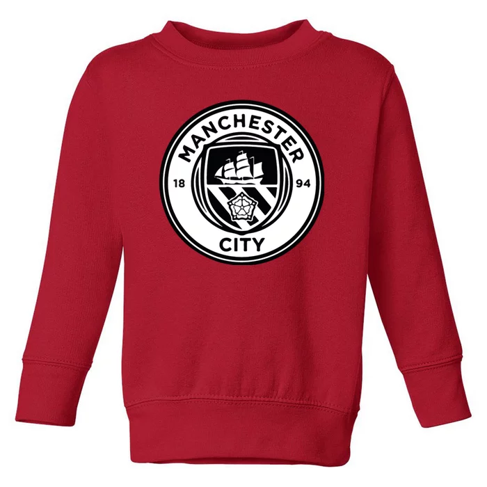 Cool Football Soccer Europe Man City Black And White Toddler Sweatshirt