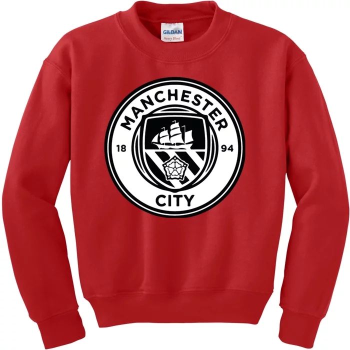 Cool Football Soccer Europe Man City Black And White Kids Sweatshirt