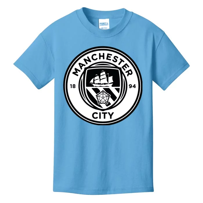 Cool Football Soccer Europe Man City Black And White Kids T-Shirt