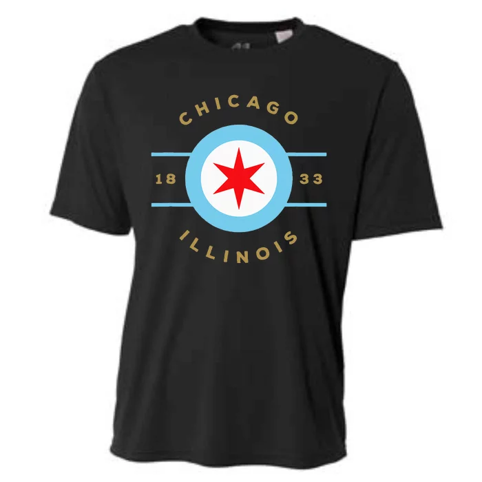 Chicago Flag Star Logo Illinois 1833 Cooling Performance Crew T-Shirt