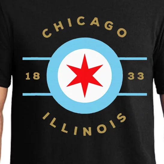 Chicago Flag Star Logo Illinois 1833 Pajama Set