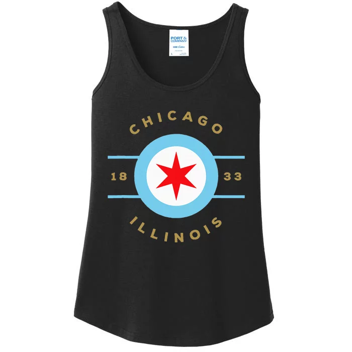 Chicago Flag Star Logo Illinois 1833 Ladies Essential Tank