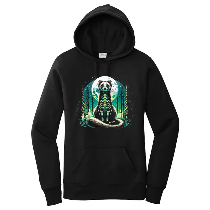 Cool Ferret Skeleton Halloween Christmas Birthday Women's Pullover Hoodie