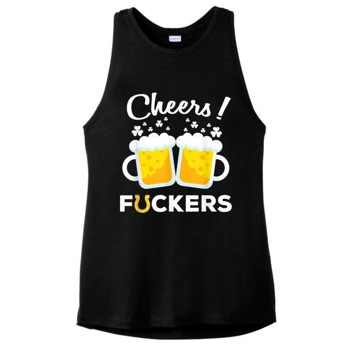 Cheers Fuckers St Patricks Day Beer Irish 4Leaf Ladies Tri-Blend Wicking Tank