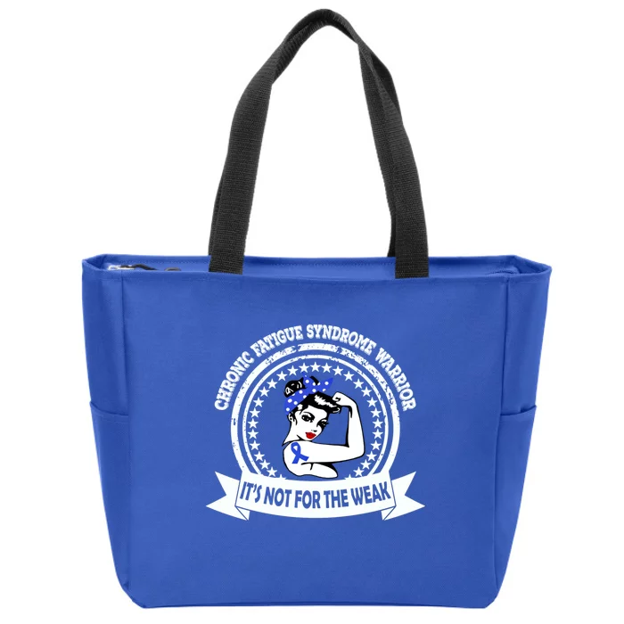 Chronic Fatigue Syndrome Warrior Funny Gift Blue Ribbon Awareness Gift Zip Tote Bag