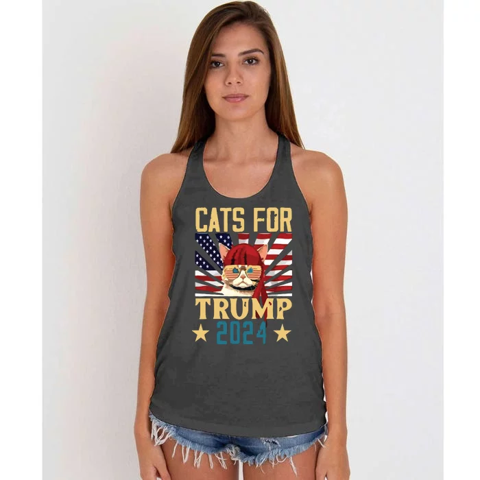 Cat For Trump 2024 Women's Knotted Racerback Tank