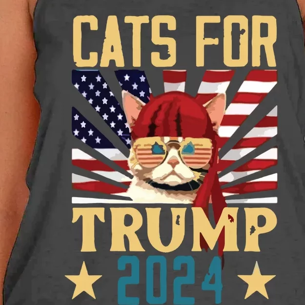 Cat For Trump 2024 Women's Knotted Racerback Tank