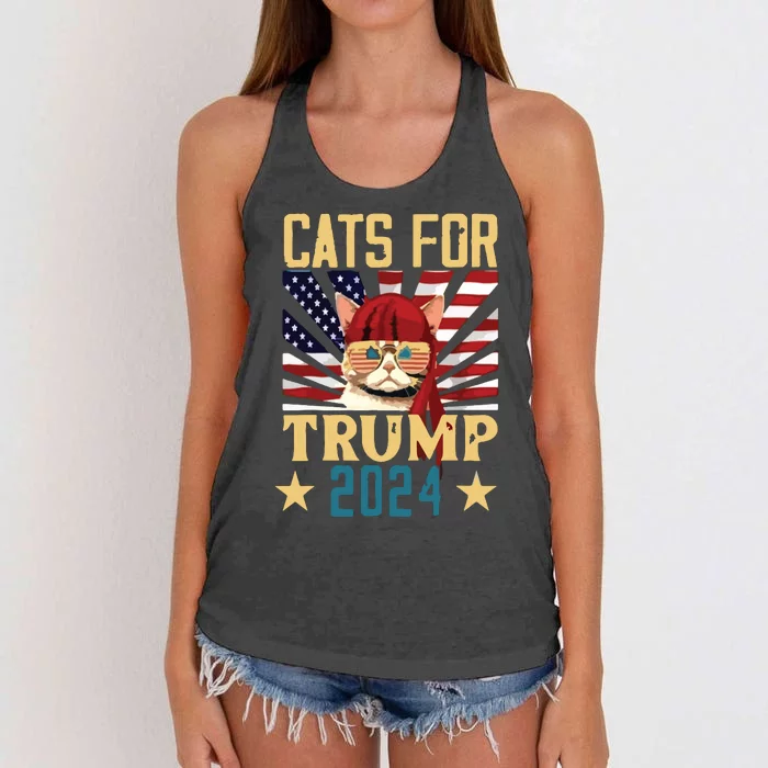 Cat For Trump 2024 Women's Knotted Racerback Tank