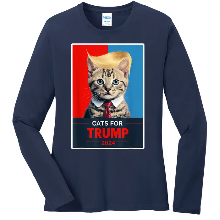 Cats For Trump 2024 Election Ladies Long Sleeve Shirt