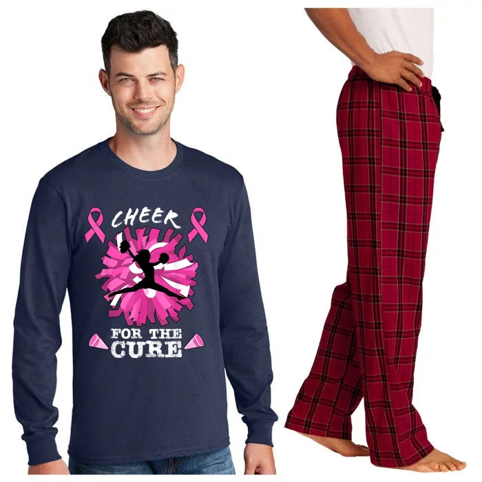 Cheer For The Cure Breast Cancer Awareness Month Cheerleader Long Sleeve Pajama Set