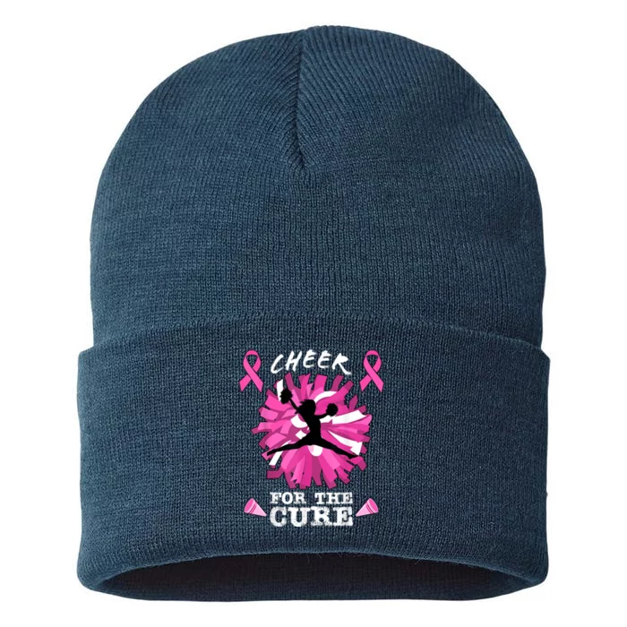 Cheer For The Cure Breast Cancer Awareness Month Cheerleader Sustainable Knit Beanie