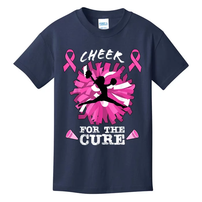 Cheer For The Cure Breast Cancer Awareness Month Cheerleader Kids T-Shirt