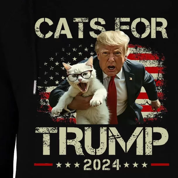 Cats For Trump 2024 Funny Vote For Trump Cats 2024 Womens Funnel Neck Pullover Hood