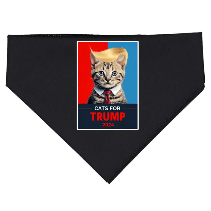 Cats For Trump 2024 Election USA-Made Doggie Bandana