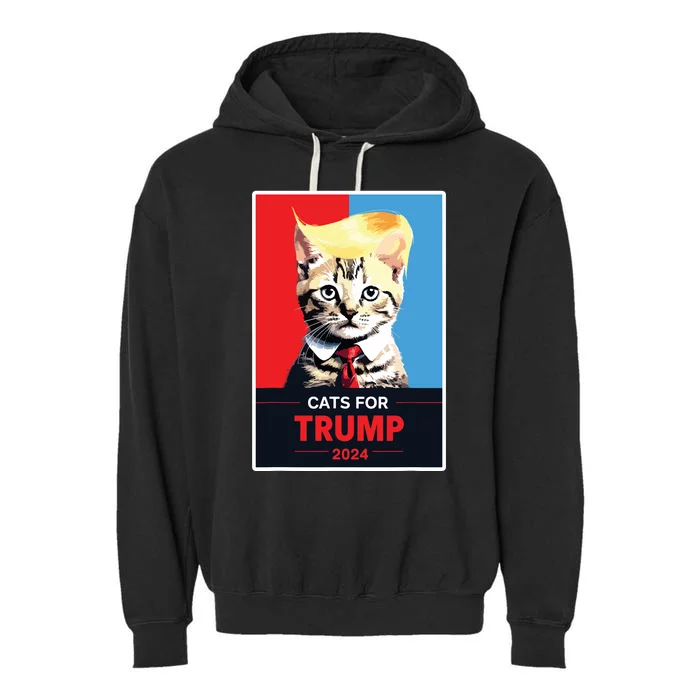 Cats For Trump 2024 Election Garment-Dyed Fleece Hoodie