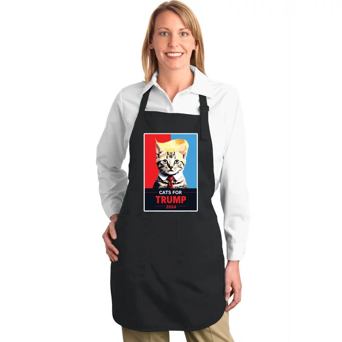 Cats For Trump 2024 Election Full-Length Apron With Pocket