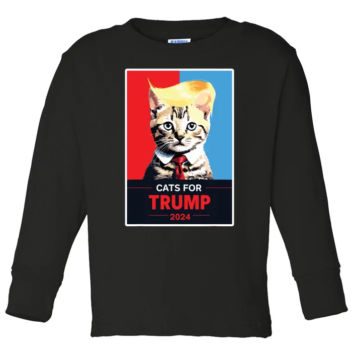 Cats For Trump 2024 Election Toddler Long Sleeve Shirt