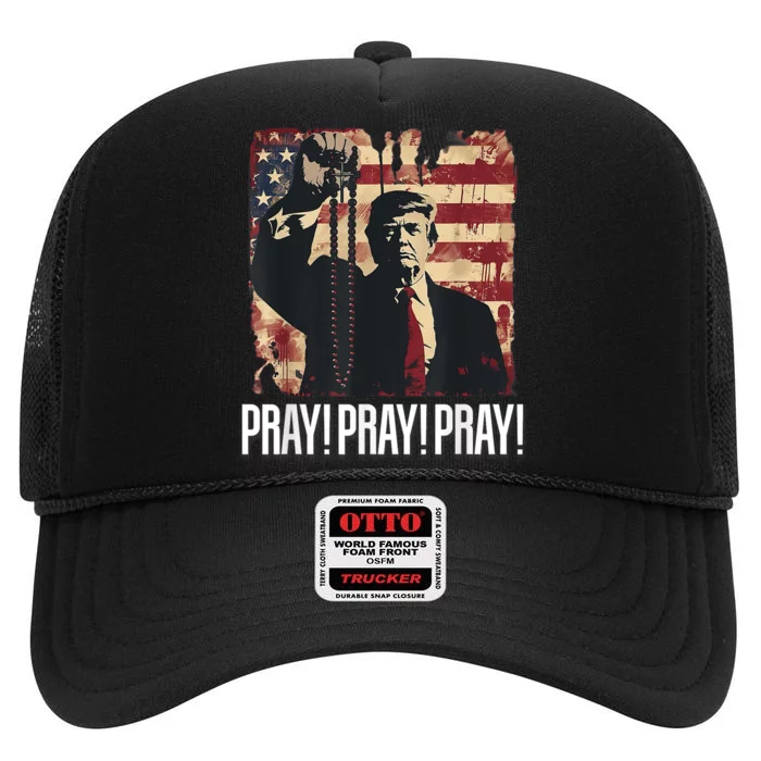 Catholics For Trump 2024 Rosary Election High Crown Mesh Trucker Hat