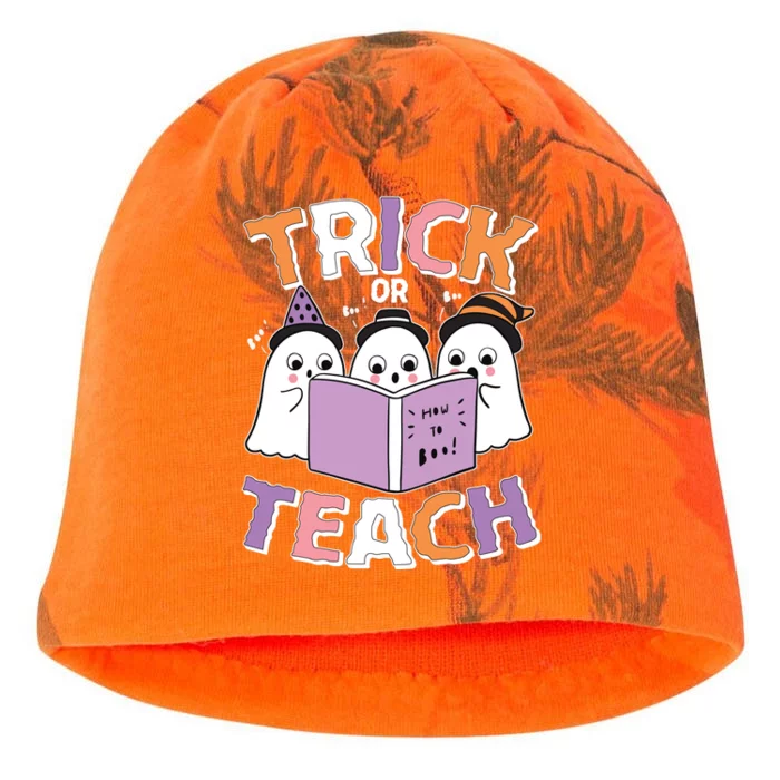 Cute Funny Trick Or Teach Reading Ghost Kati - Camo Knit Beanie