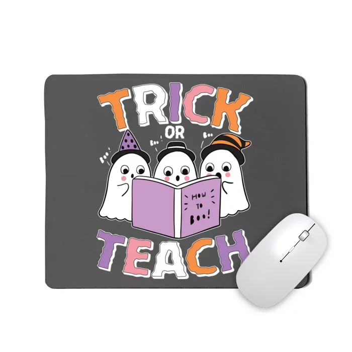 Cute Funny Trick Or Teach Reading Ghost Mousepad