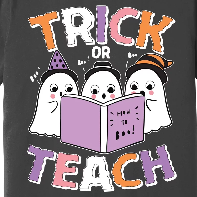 Cute Funny Trick Or Teach Reading Ghost Premium T-Shirt