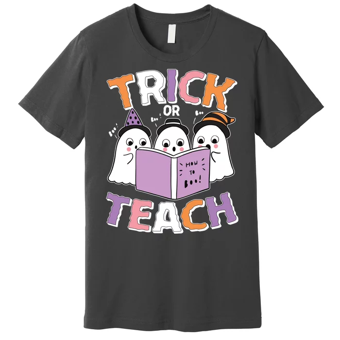 Cute Funny Trick Or Teach Reading Ghost Premium T-Shirt