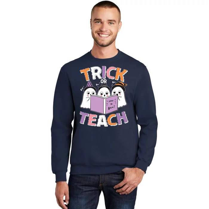 Cute Funny Trick Or Teach Reading Ghost Sweatshirt