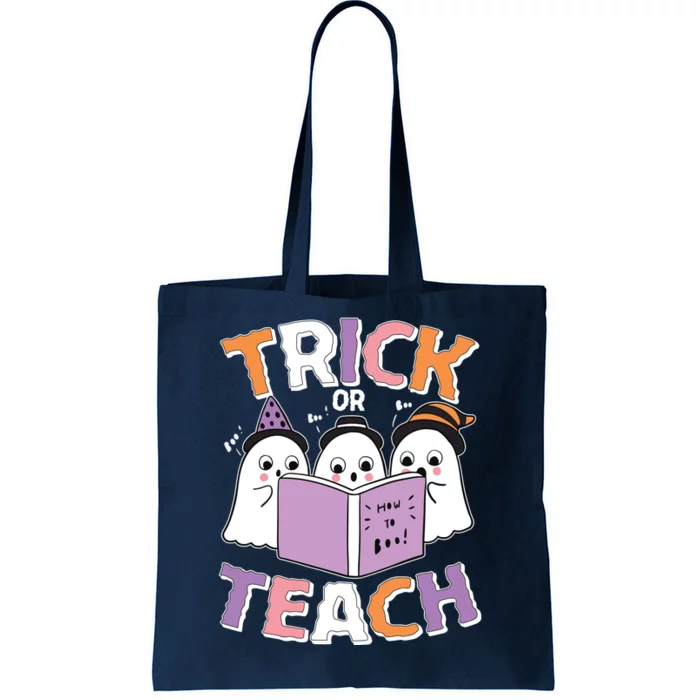 Cute Funny Trick Or Teach Reading Ghost Tote Bag