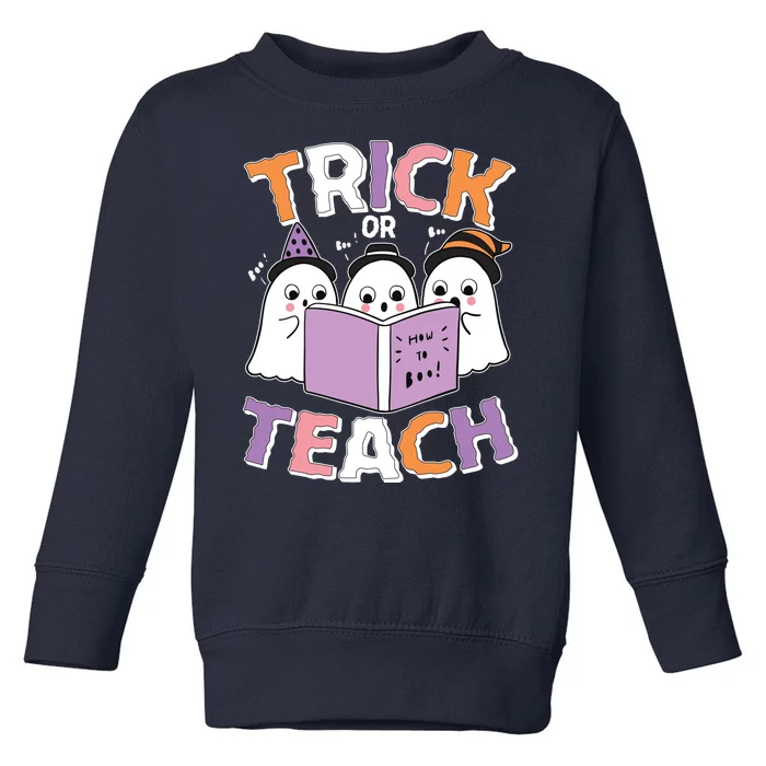 Cute Funny Trick Or Teach Reading Ghost Toddler Sweatshirt