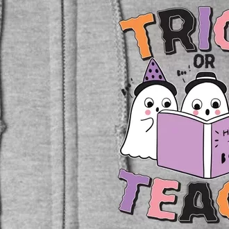 Cute Funny Trick Or Teach Reading Ghost Full Zip Hoodie