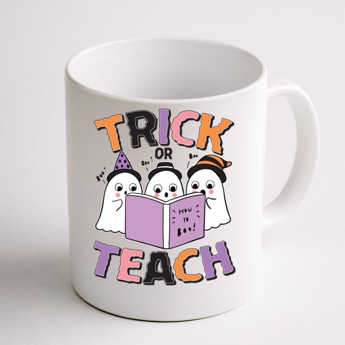 Cute Funny Trick Or Teach Reading Ghost Front & Back Coffee Mug