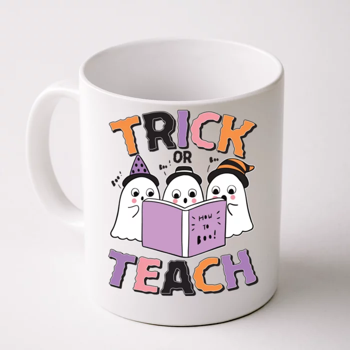 Cute Funny Trick Or Teach Reading Ghost Front & Back Coffee Mug