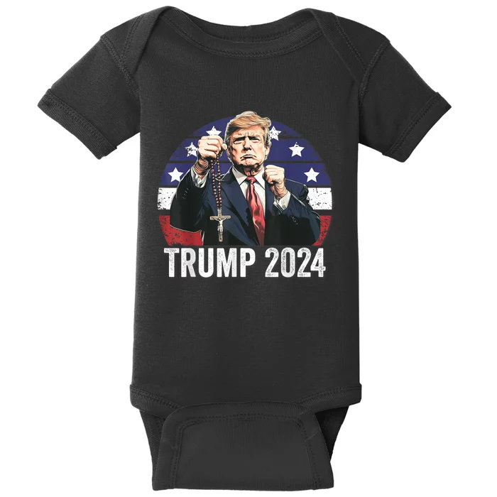 Catholics For Trump 2024 Rosary Election Baby Bodysuit