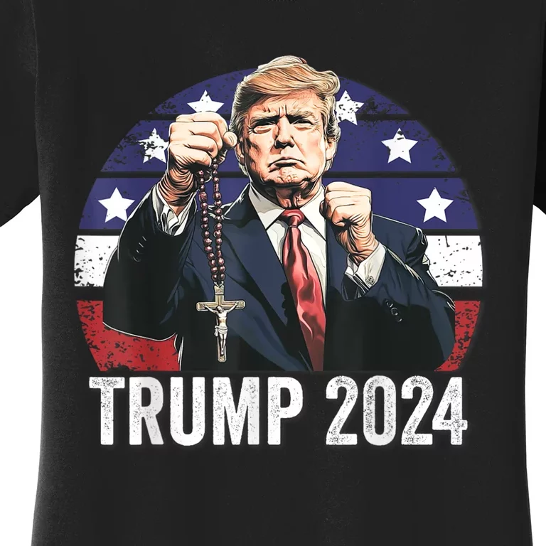 Catholics For Trump 2024 Rosary Election Women's T-Shirt