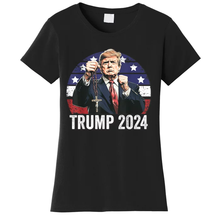 Catholics For Trump 2024 Rosary Election Women's T-Shirt