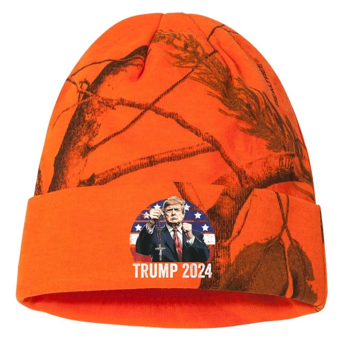 Catholics For Trump 2024 Rosary Election Kati - 12in Camo Beanie