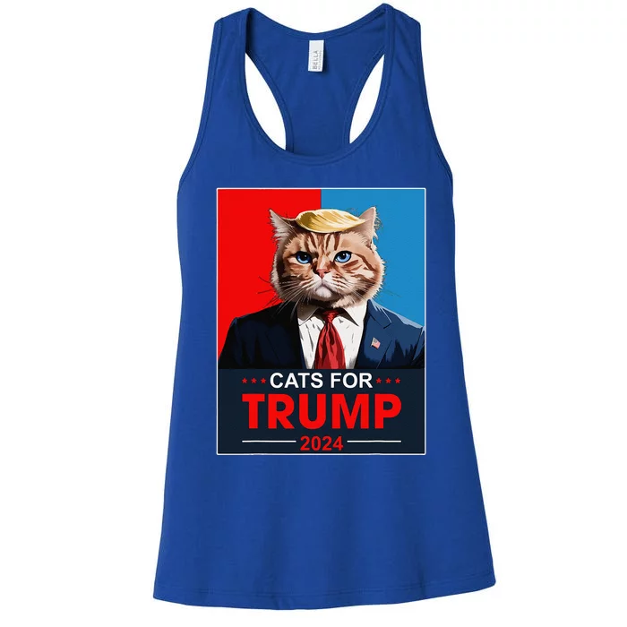 Cats For Trump 2024 Funny Vote For Trump Cats 2024 Women's Racerback Tank