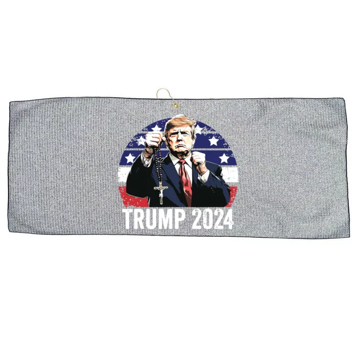 Catholics For Trump 2024 Rosary Election Large Microfiber Waffle Golf Towel