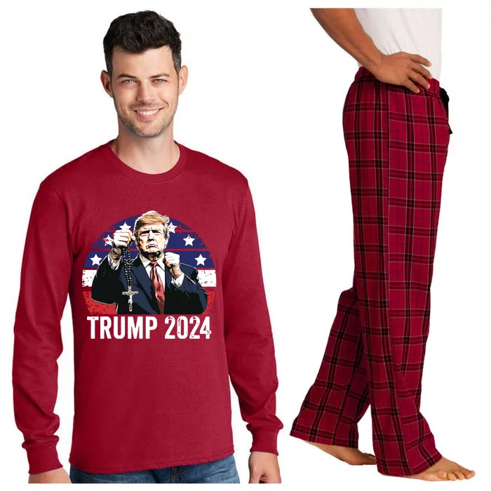 Catholics For Trump 2024 Rosary Election Long Sleeve Pajama Set