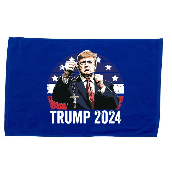 Catholics For Trump 2024 Rosary Election Microfiber Hand Towel