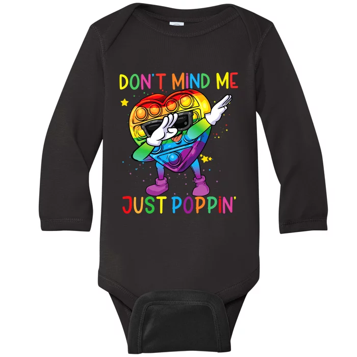 Colorful Fidget Toy DonT Mind Me Just Poppin Pop It Baby Long Sleeve Bodysuit