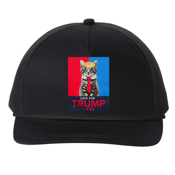 Cats For Trump 2024 Funny For Vance Trump Snapback Five-Panel Rope Hat