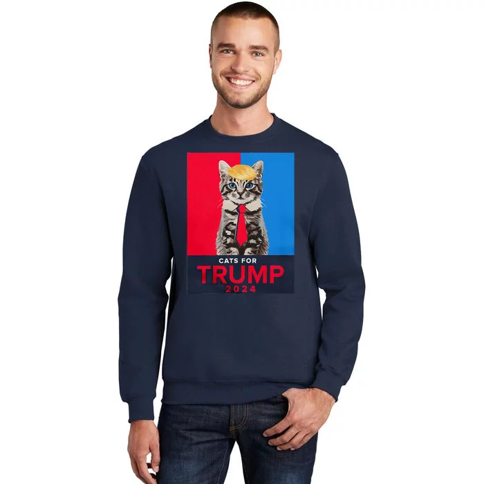 Cats For Trump 2024 Funny For Vance Trump Tall Sweatshirt