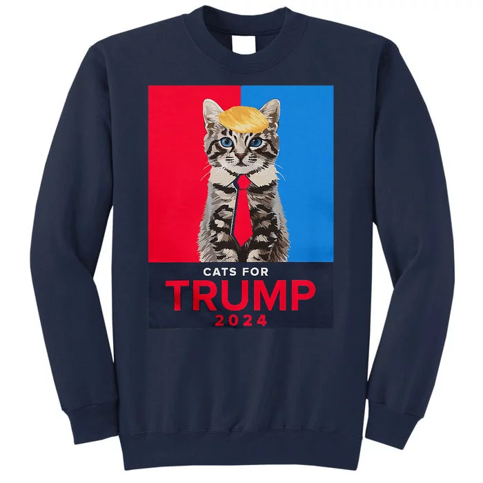 Cats For Trump 2024 Funny For Vance Trump Tall Sweatshirt