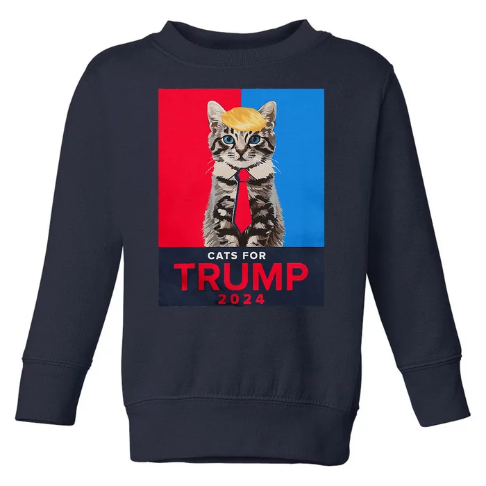 Cats For Trump 2024 Funny For Vance Trump Toddler Sweatshirt