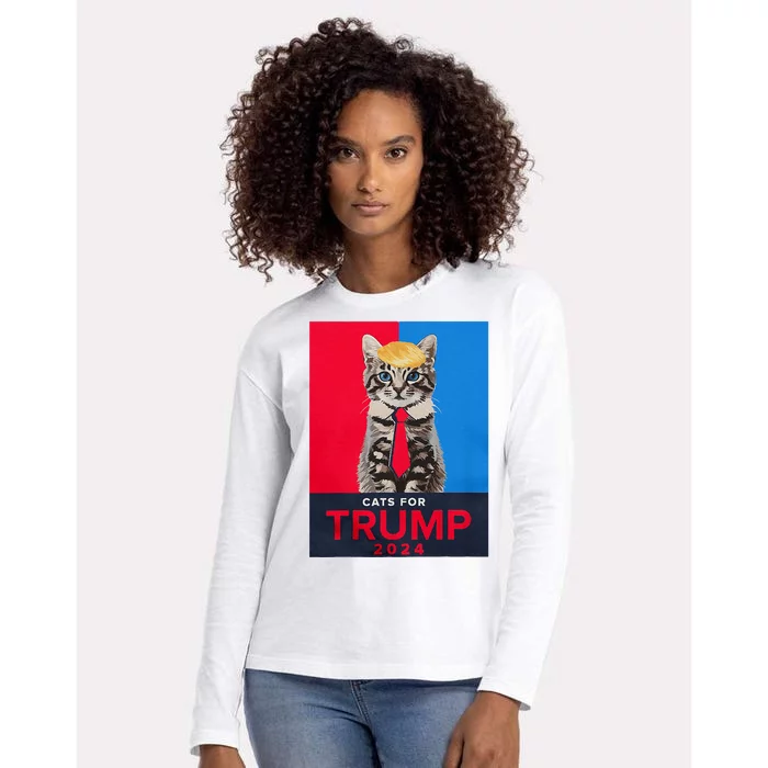 Cats For Trump 2024 Funny For Vance Trump Womens Cotton Relaxed Long Sleeve T-Shirt