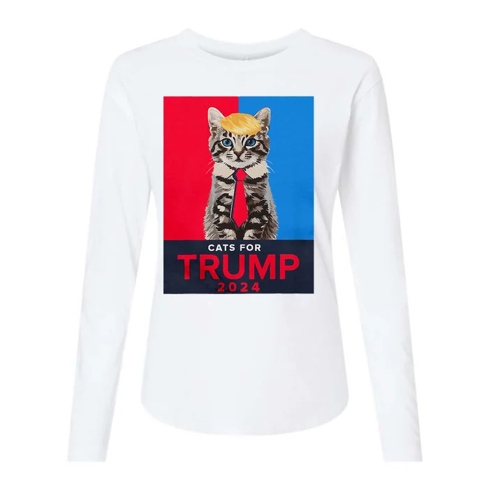 Cats For Trump 2024 Funny For Vance Trump Womens Cotton Relaxed Long Sleeve T-Shirt