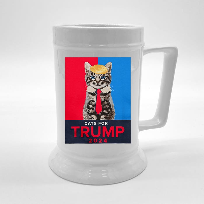 Cats For Trump 2024 Funny For Vance Trump Front & Back Beer Stein