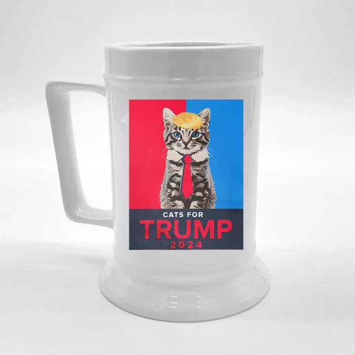 Cats For Trump 2024 Funny For Vance Trump Front & Back Beer Stein