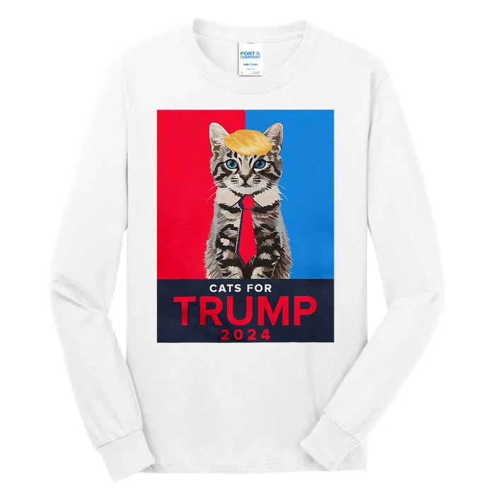 Cats For Trump 2024 Funny For Vance Trump Tall Long Sleeve T-Shirt